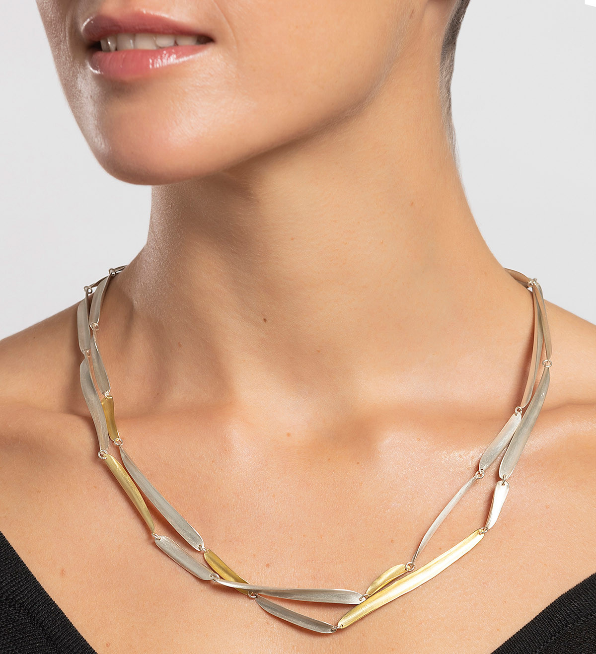 18k gold and silver necklace Volta 95cm