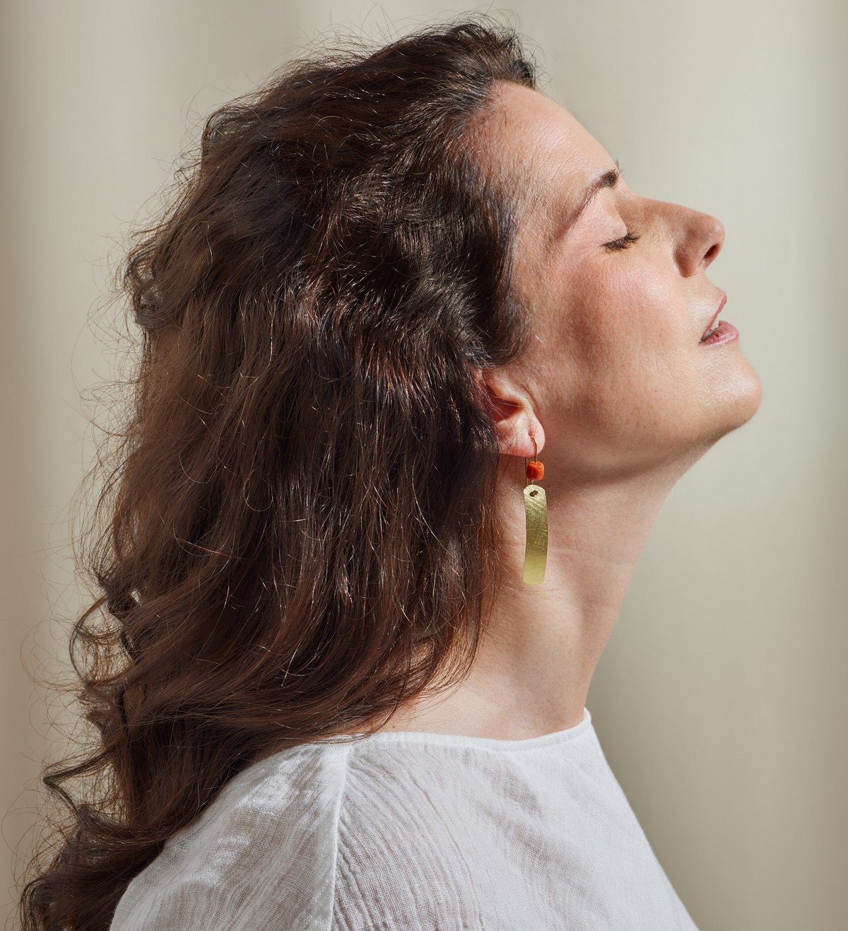 18k gold earrings Posidonia with coral 60mm